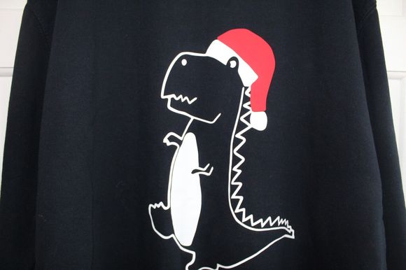 Christmas sweatshirt unisex XL Dinosaur With Christmas Hat - Picture 2 of 5